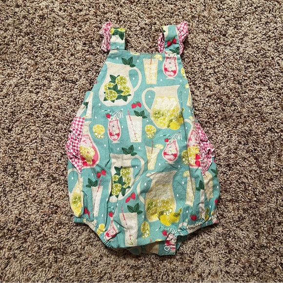 Ricrac & Ruffles Other - Ricrac & Ruffles Baby Romper with Lemonade Print